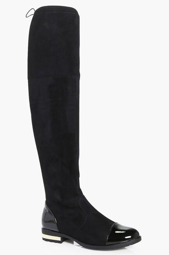 Madison Gold Trim Over The Knee Boot